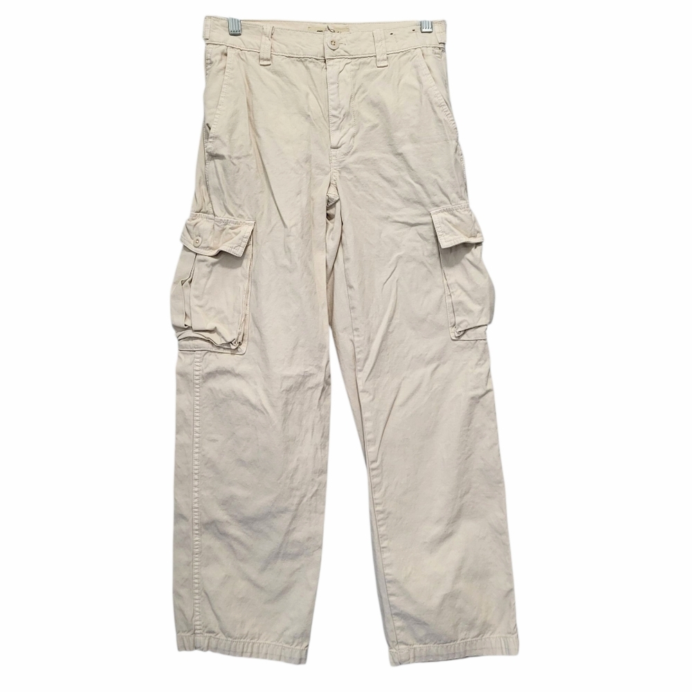 Madewell Womens Sz 23 Low‎ Slung Straight Fit Cargo Pants Beige Cream Wide Leg